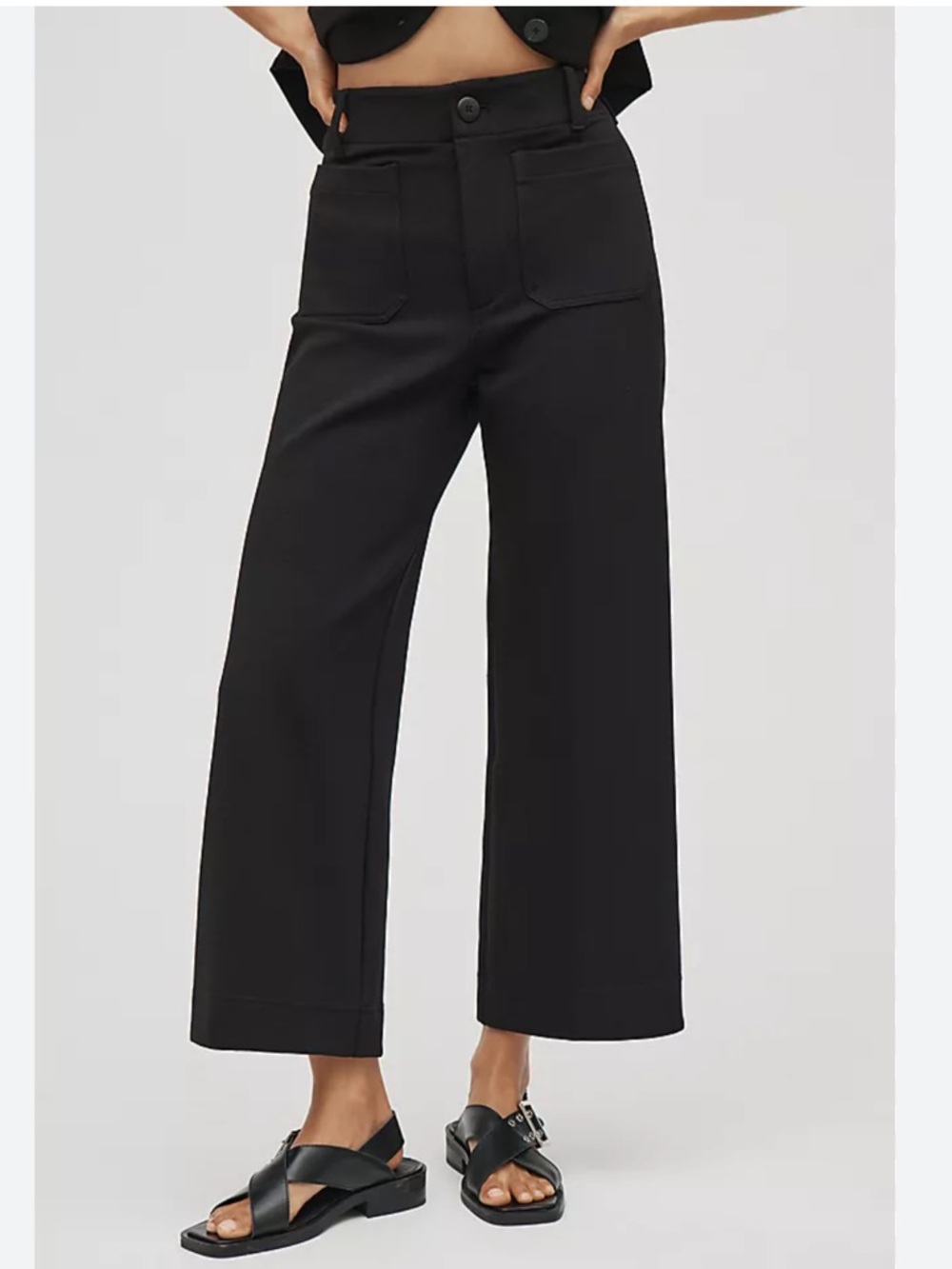 Anthropologie Maeve Black The Colette Crop Wide Leg Dress Pants Business Casual